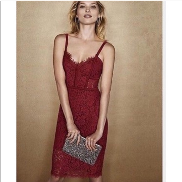 Express Dresses & Skirts - Express Deep Red Lace Midi Dress